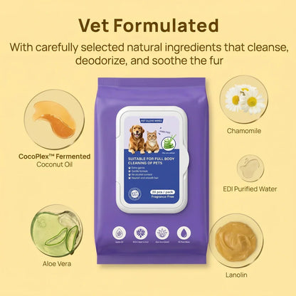 Plant-Based Pet Bathing Glove Wipes