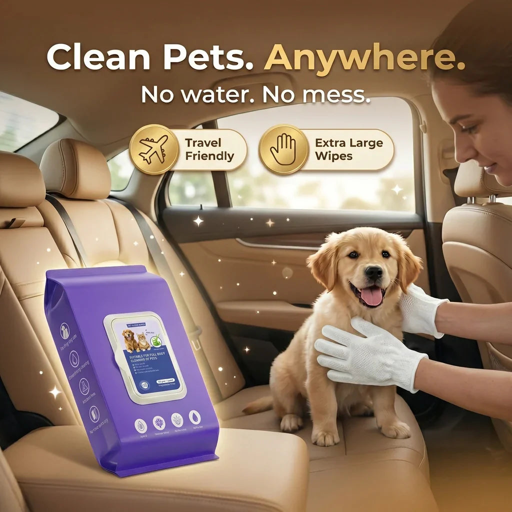 Plant-Based Pet Bathing Glove Wipes